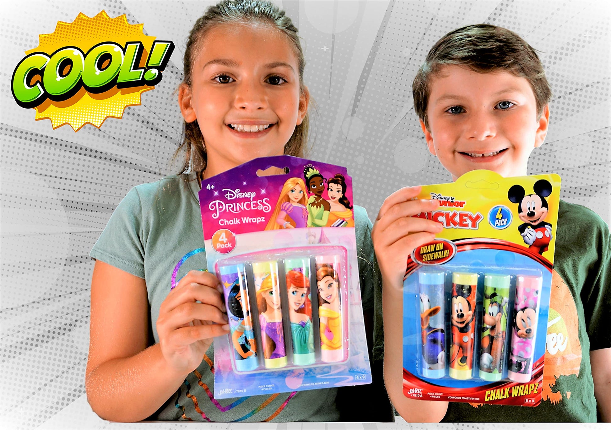 JA-RU Disney Sidewalk Chalk Sticks (1 Pack) Mickey & Minnie. Floor & Board Chalk, Outside Toys Jumbo Chalk, Non-Toxic Washable Art Set, Outdoor