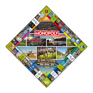 Monopoly Board Game Fresno CA Edition : 2-6 Players Family Board Games for Kids and Adults, Board Games for Kids 8 and up, for Kids and Adults, Ideal