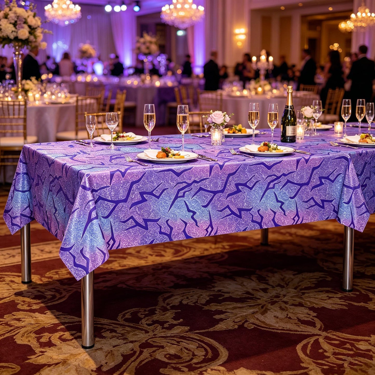 K-Style Pop Demon Hunters Laser Purple Tablecloth, 2 Pack, 54 x 108 Inch