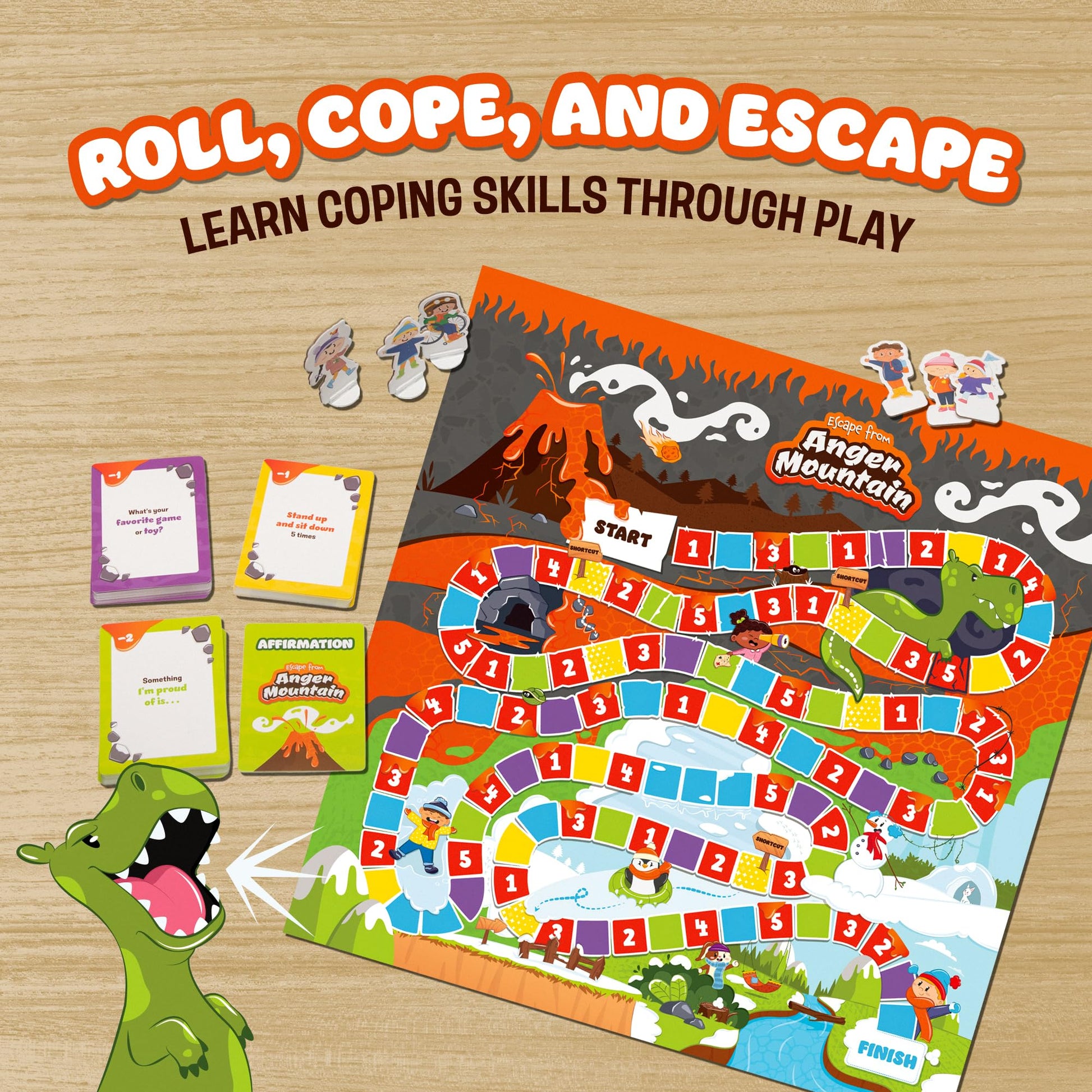 Escape from Anger Mountain Board Game | Anger Management Game for Kids Ages 6+ | Coping Skills and Emotional Regulation | Therapy Game for Kids | 2-8