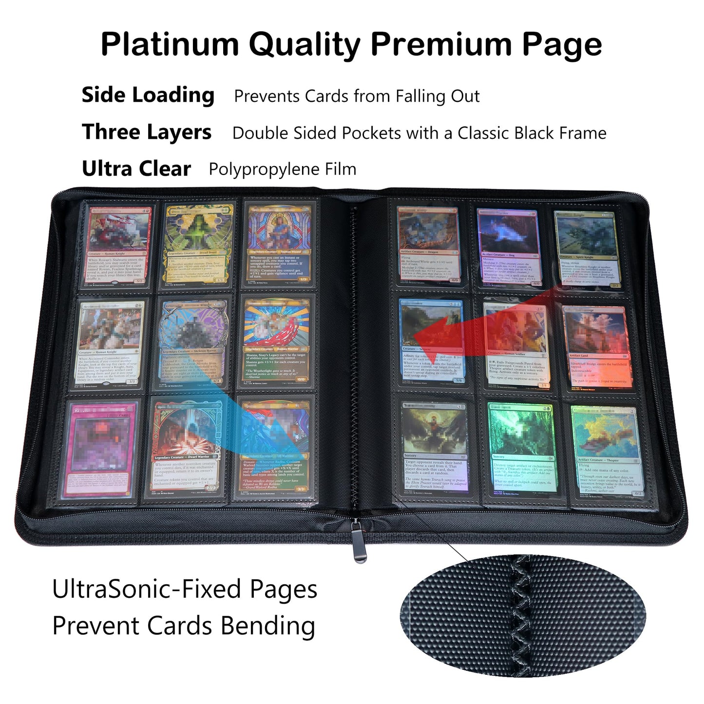 Alteagle 9 Pocket Card Binder, Fits 828 Trading Cards Side Loading Ringless Card Album for TCG and Sports Cards