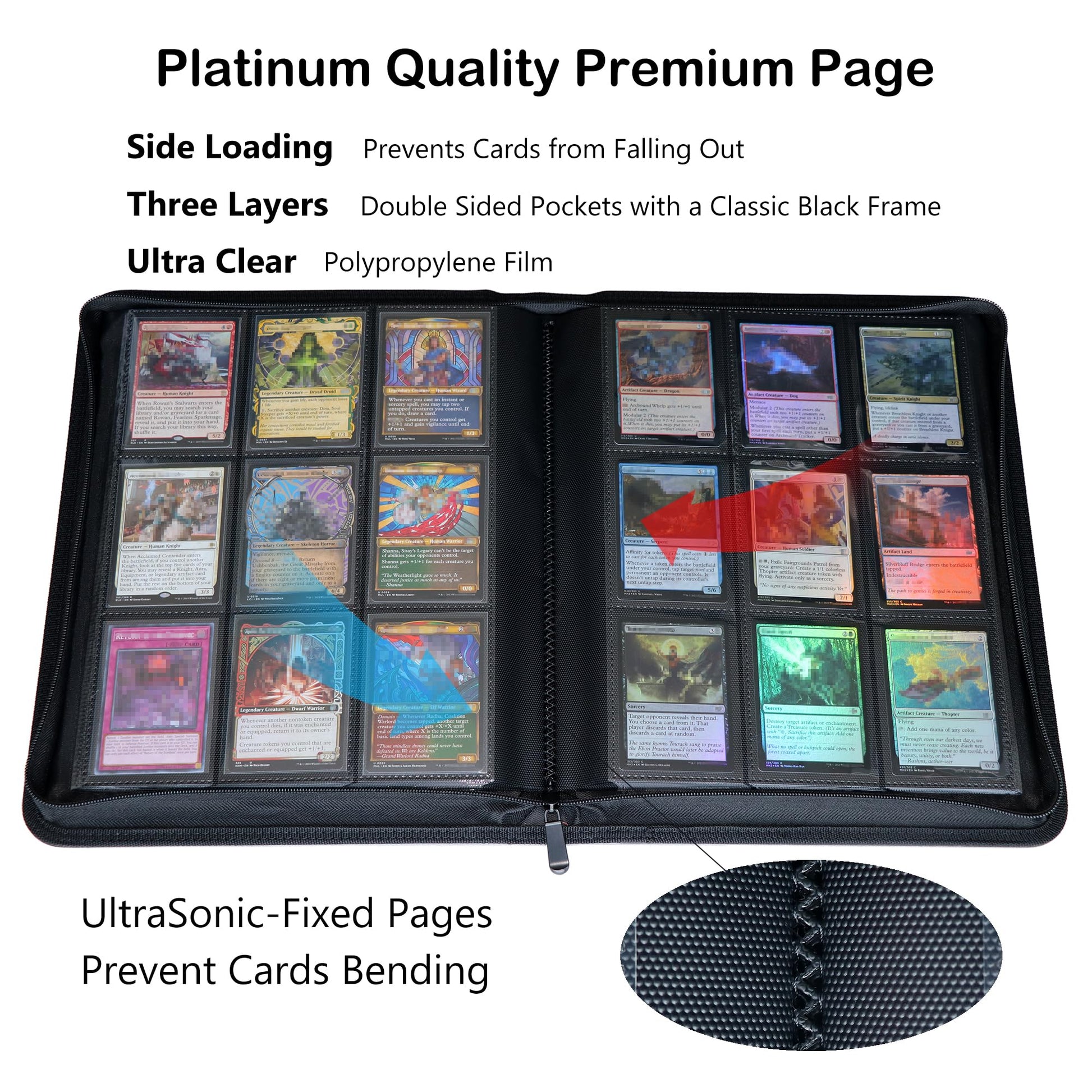 Alteagle 9 Pocket Card Binder, Fits 828 Trading Cards Side Loading Ringless Card Album for TCG and Sports Cards