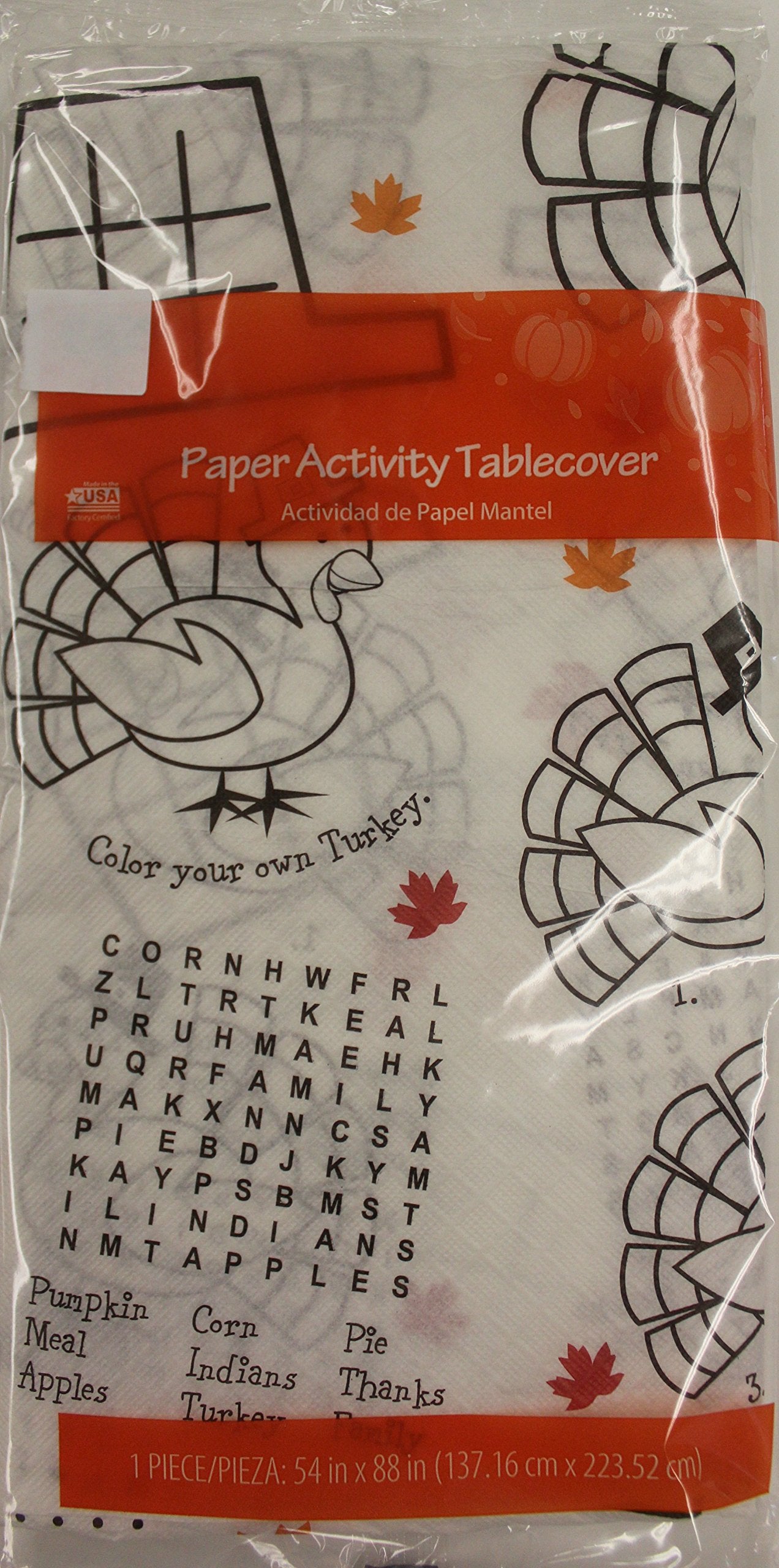 Thanksgiving Table Cloth Paper Children's Activity Tablecover