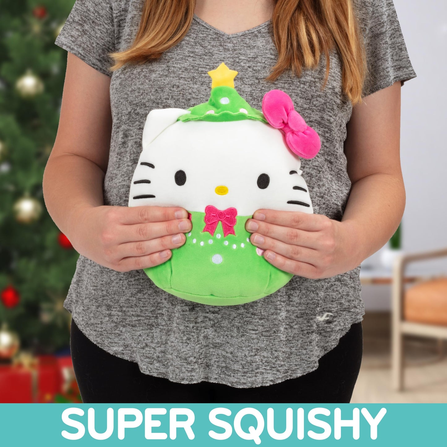 Squishmallows Original 8-Inch Hello Kitty Christmas Tree - Official Jazwares Christmas Plush - Collectible Soft & Squishy Sanrio Stuffed Animal Toy