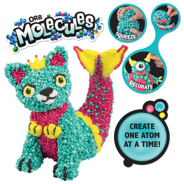 The Orb Factory Orbmolecules Merkitty Never Dries Compound, Aqua/Pink/Yellow, 9.44" x 3.44" x 8.44"-Packaging May Vary