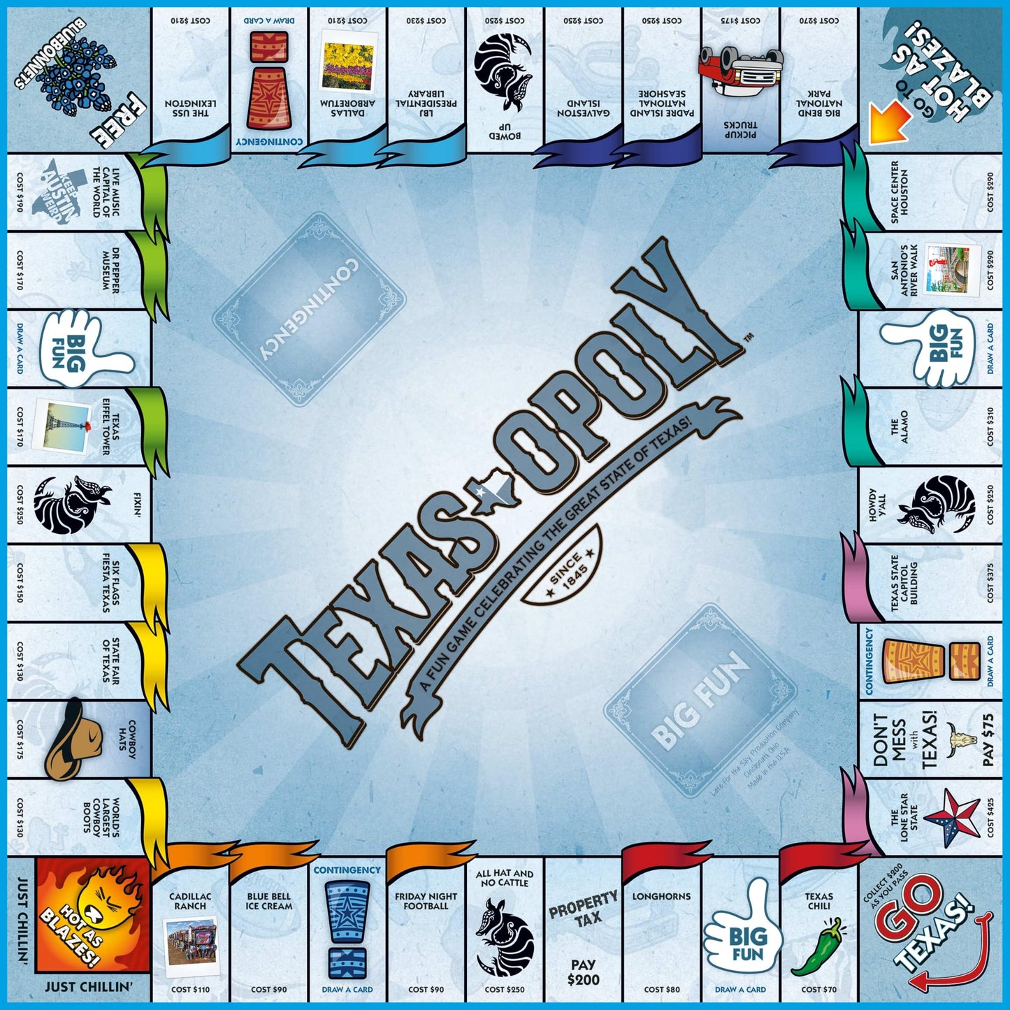Late for the Sky Texas-opoly Game, 96 months to 9600 months