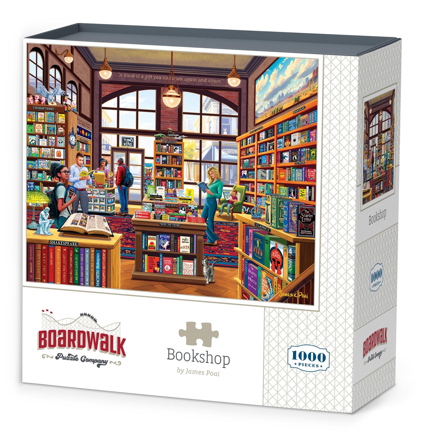 Boardwalk Bookshop 1000 Piece Jigsaw Puzzle Cozy Fun Reading Puzzles with Premium Box, Gift for Adults and Family 19"x26"