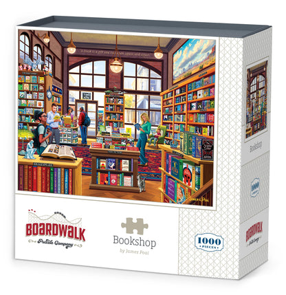 Boardwalk Bookshop 1000 Piece Jigsaw Puzzle Cozy Fun Reading Puzzles with Premium Box, Gift for Adults and Family 19"x26"