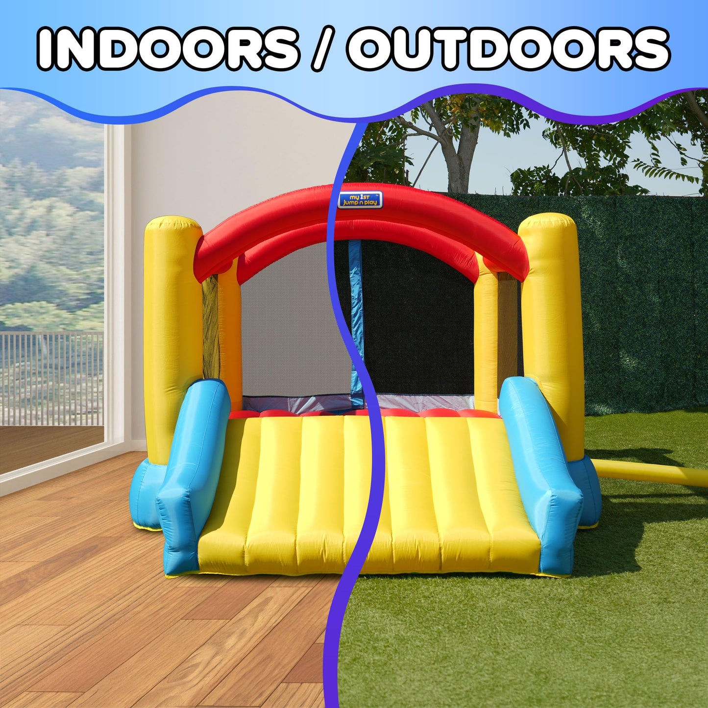 Sportspower My 1st Jump N Play Inflatable Bounce House with Slide, Heavy Duty, ASTM Certified, Large Indoor/Outdoor Bouncer for Kids with 400W Blower