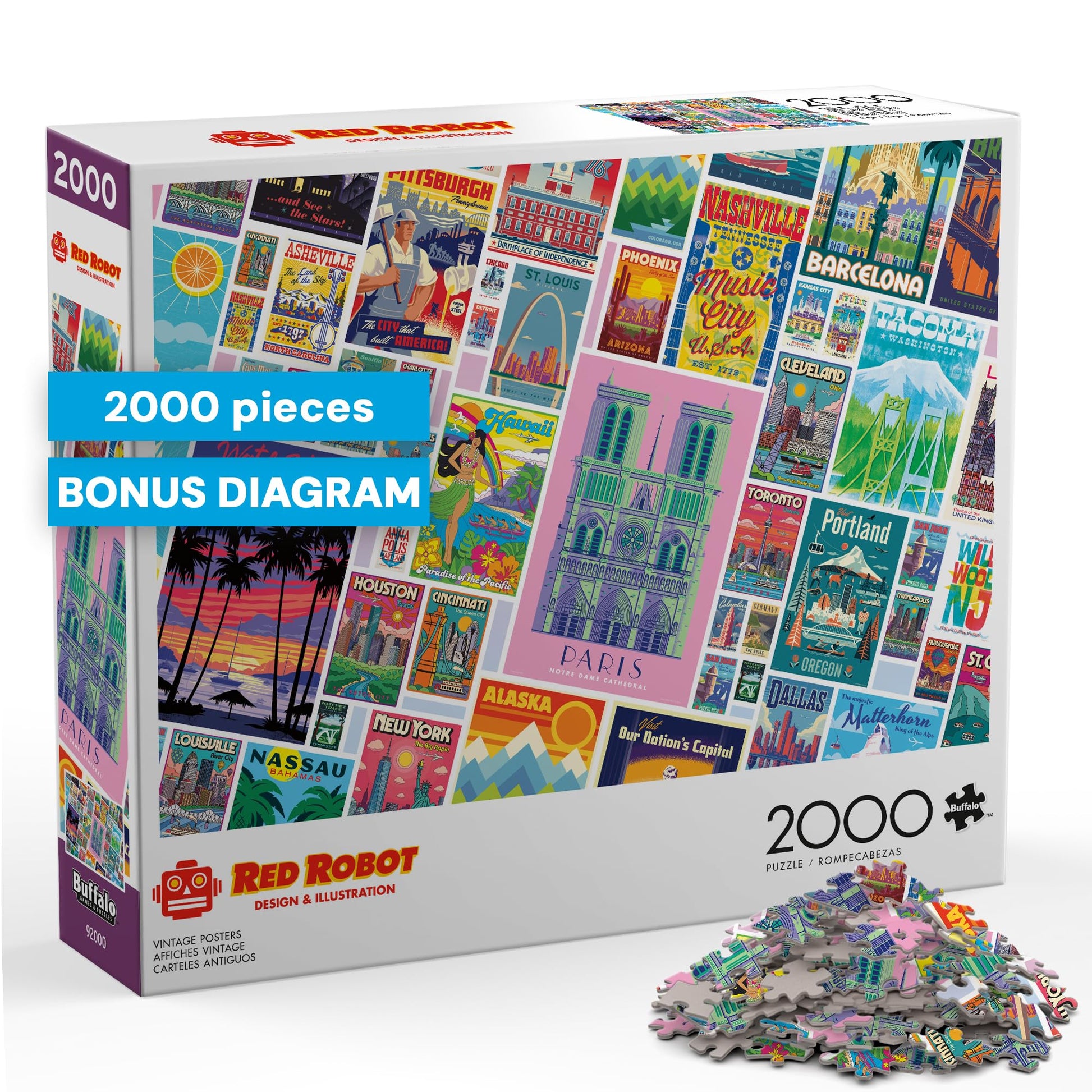 Buffalo Games - Red Robot Vintage Posters - 2000 Piece Puzzle for Adults