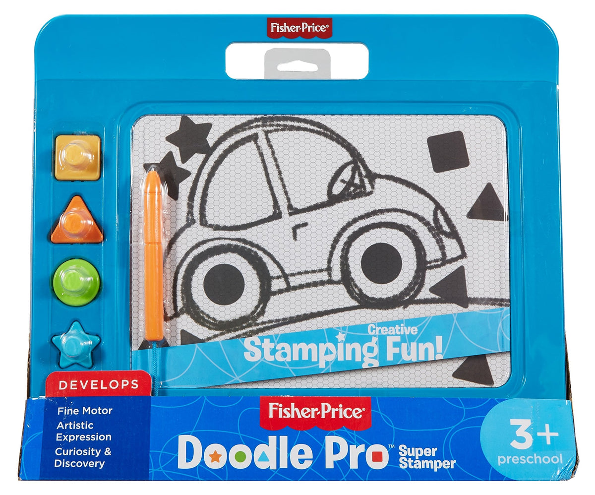 Fisher-Price Doodle Pro Slim - Blue, portable magnetic drawing tablet for mess-free art play for preschool kids ages 3 and up