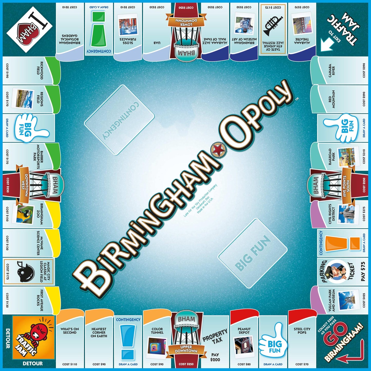 Late for The Sky Birmingham-Opoly City Themed Family Board Game, Opoly-Style Strategy for 2-6 Players Ages 8+, Traditional or Fast 1-Hour Play for Fun
