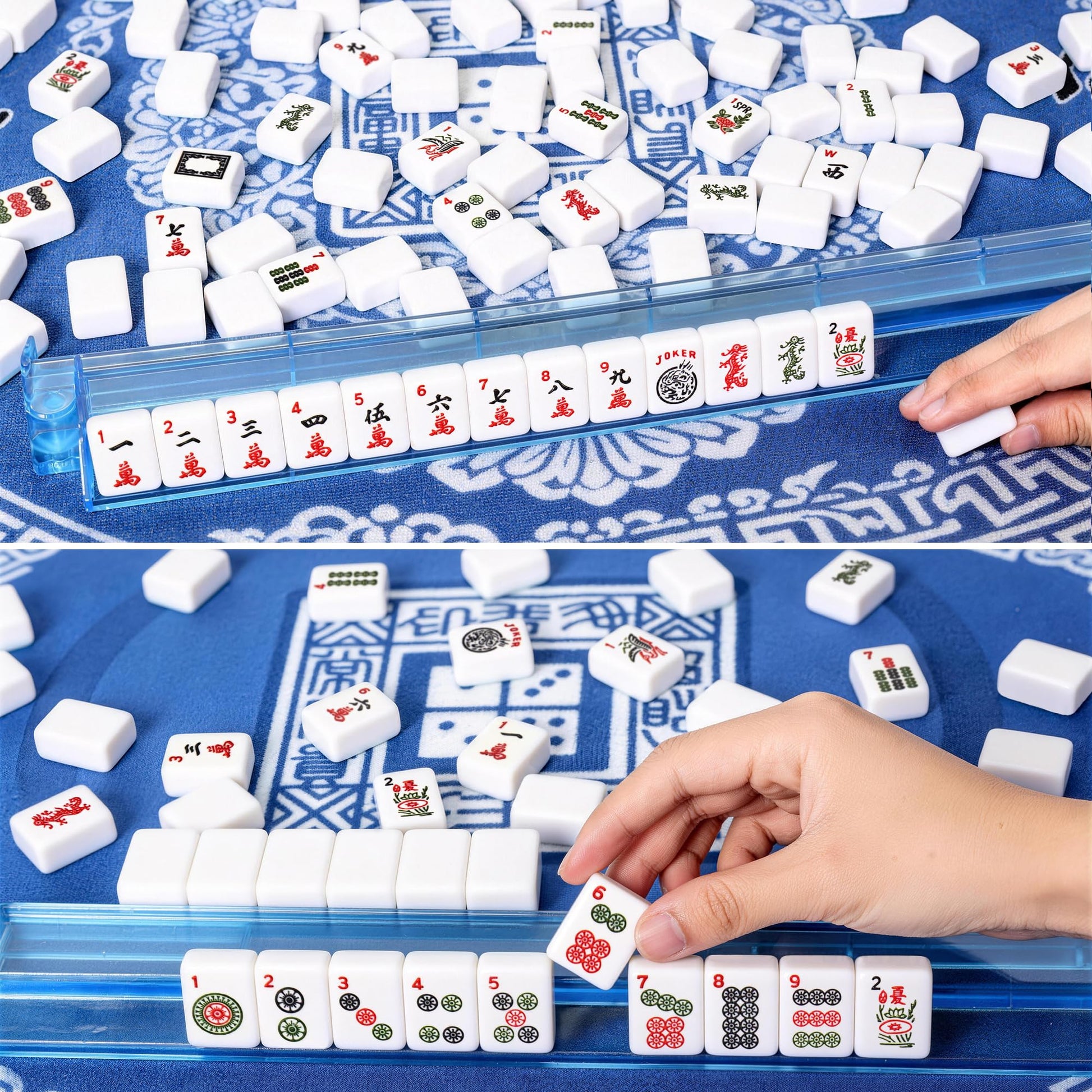 Dolcety American Mahjong Tile Set, 166 White Tiles Mahjong Set,Travel Mahjong Set with Gray Carrying Bag