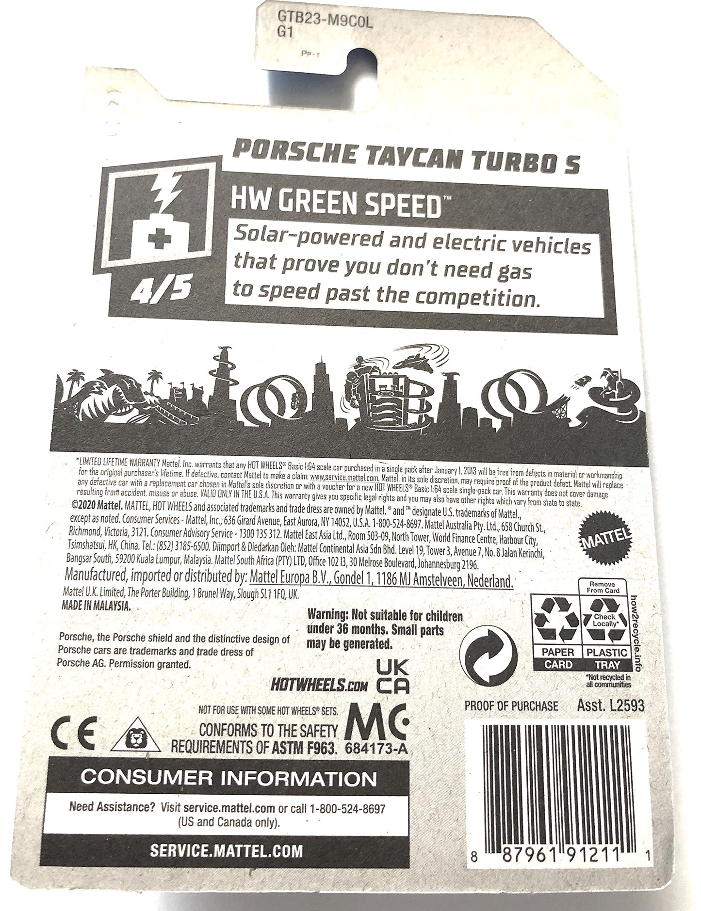 DieCast Hotwheels Porsche Taycan Turbo S - HW Green Speed 4/5 [Maroon] 208/250