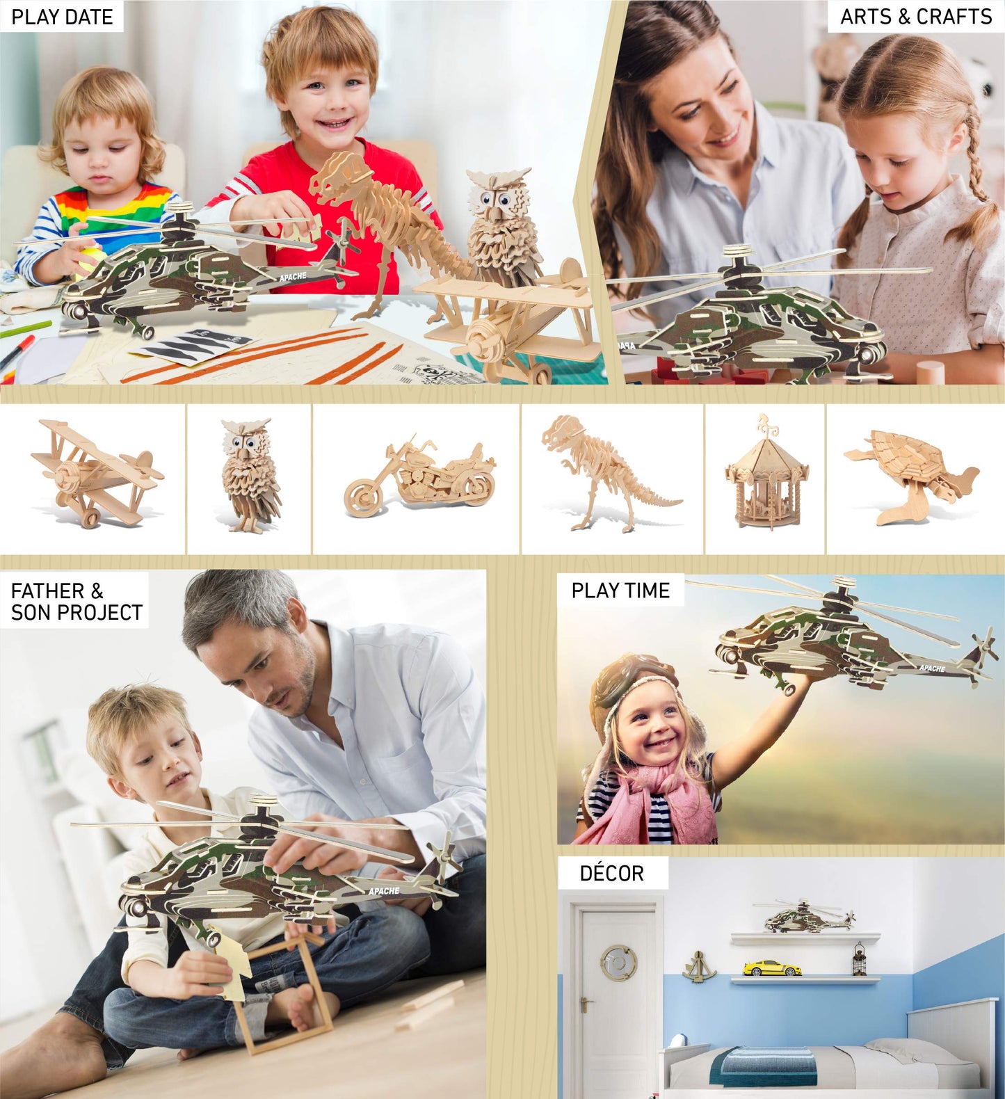 Puzzled Apache 3D Jigsaw Puzzle (80-Piece), 16 x 15 x 5.5"