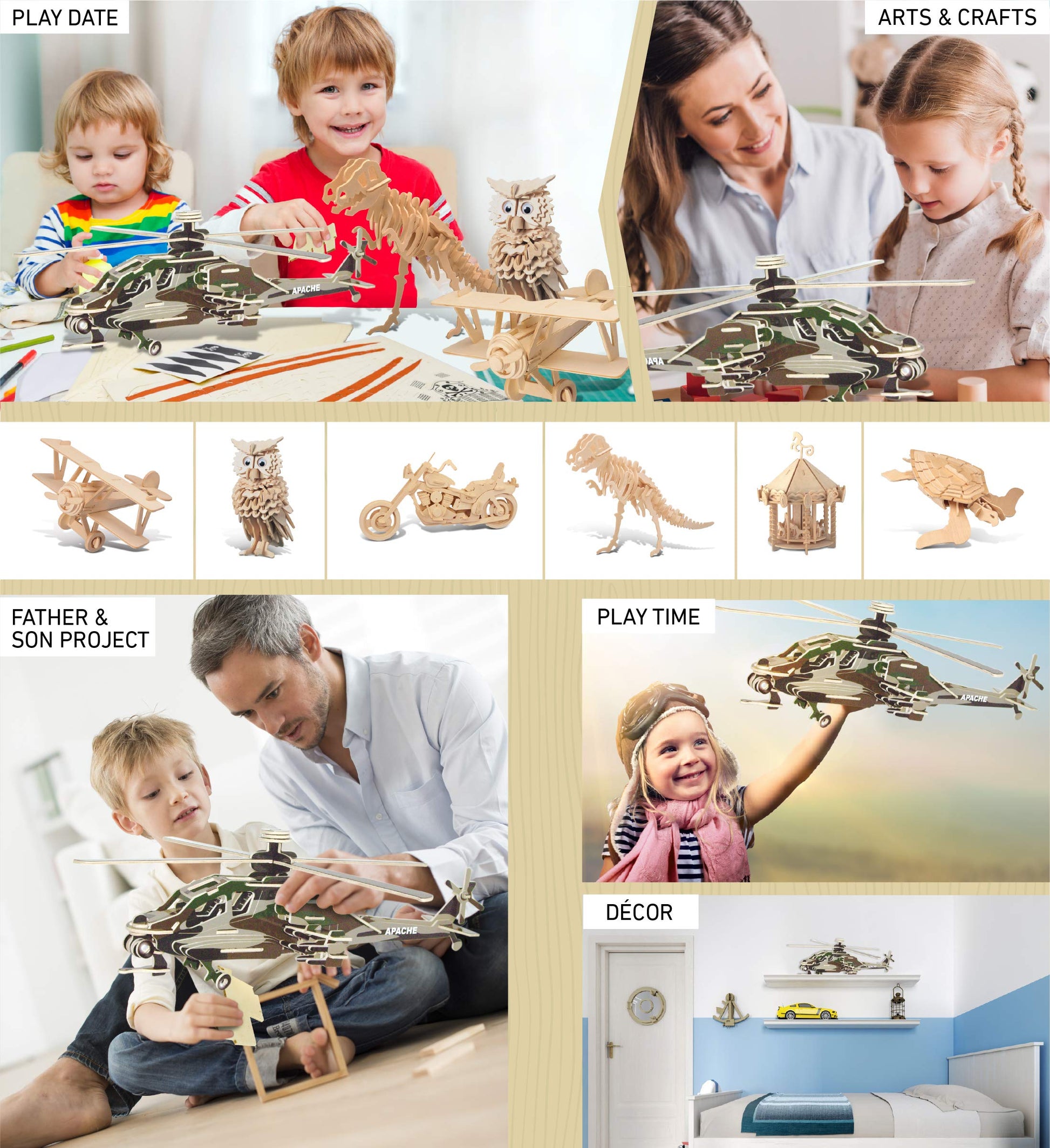 Puzzled Apache 3D Jigsaw Puzzle (80-Piece), 16 x 15 x 5.5"