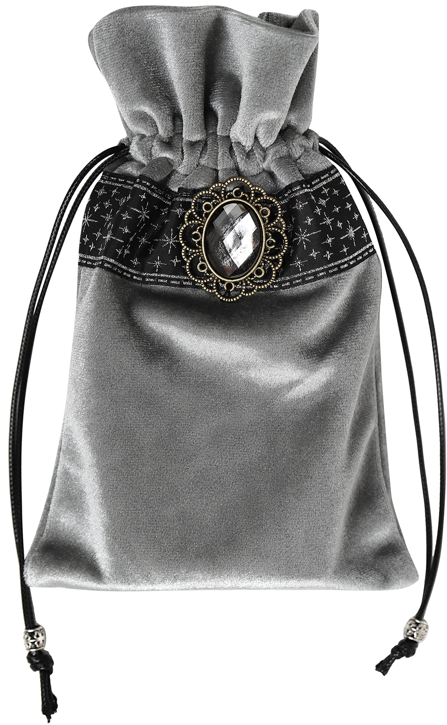 DOARLUO Altar Tarot Table Cloth - 25.6 x 25.6 Inch - Divination Wicca Velvet with Tarot Cards Bag Pouch (Grey(Silver lace))