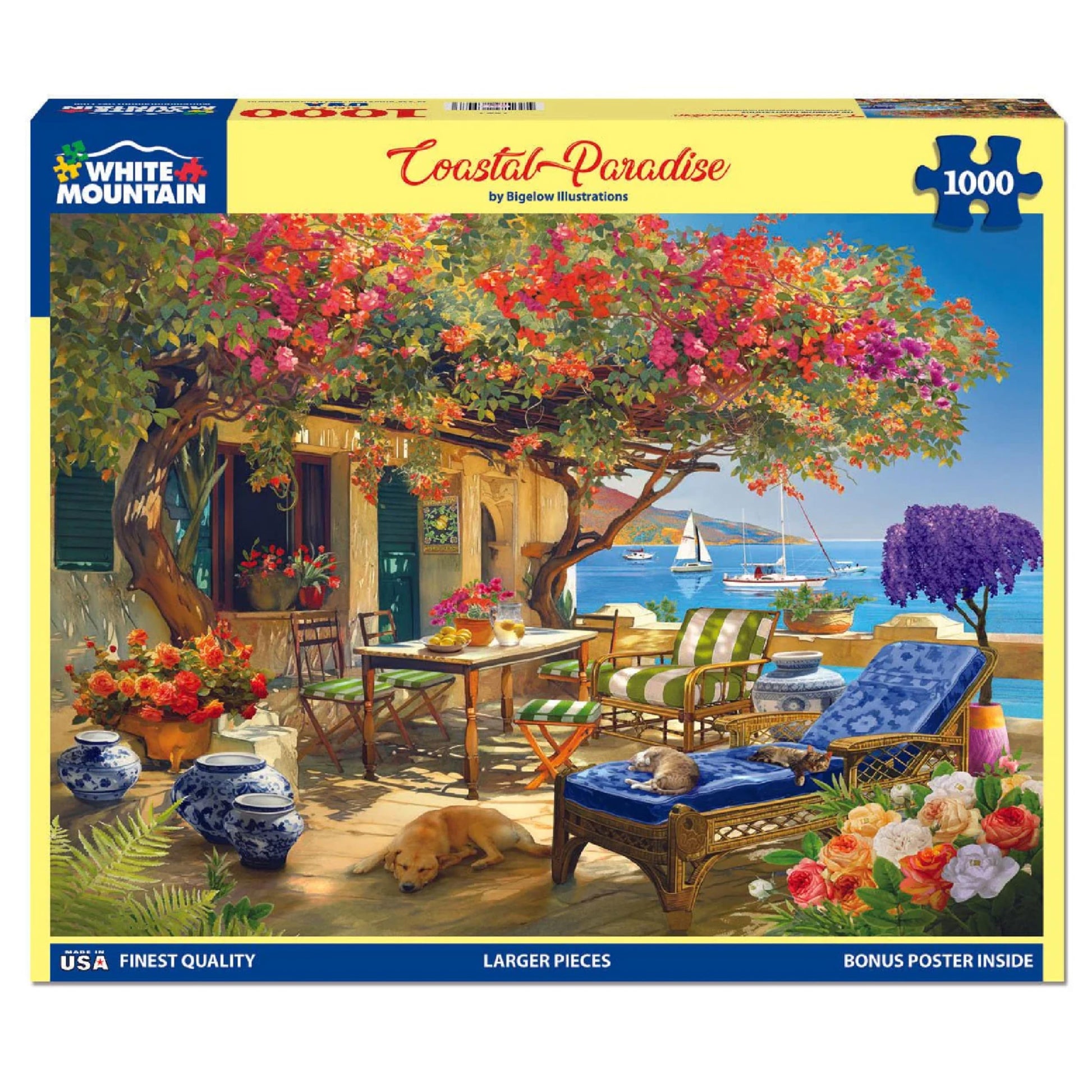 White Mountain 1000 Piece Jigsaw Puzzle Seaside Ocean, Coastal Paradise