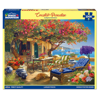White Mountain 1000 Piece Jigsaw Puzzle Seaside Ocean, Coastal Paradise