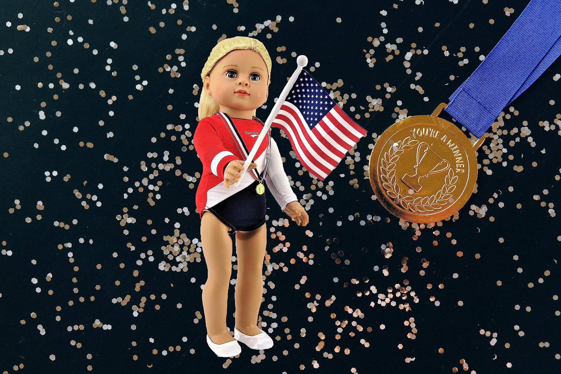American Fashion World Super Fun Gymnastic for 18-inch Dolls| 5 Piece Set | Premium Quality & Trendy Design | Dolls Clothes | Outfit Fashions