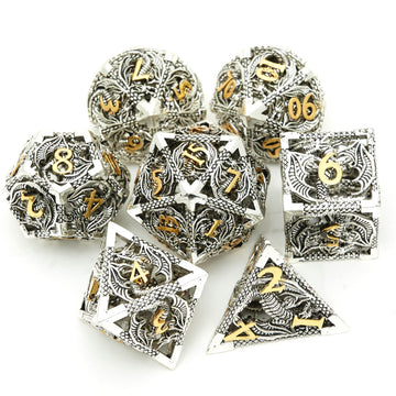 DND Dice Set Metal Dice Dungeons and Dragons Dice Gift Polyhedral Dice Set Role Playing Dice D20 Hollow Polyhedral Dice Set for Dungeons and Dragons