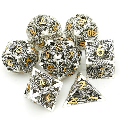 DND Dice Set Metal Dice Dungeons and Dragons Dice Gift Polyhedral Dice Set Role Playing Dice D20 Hollow Polyhedral Dice Set for Dungeons and Dragons