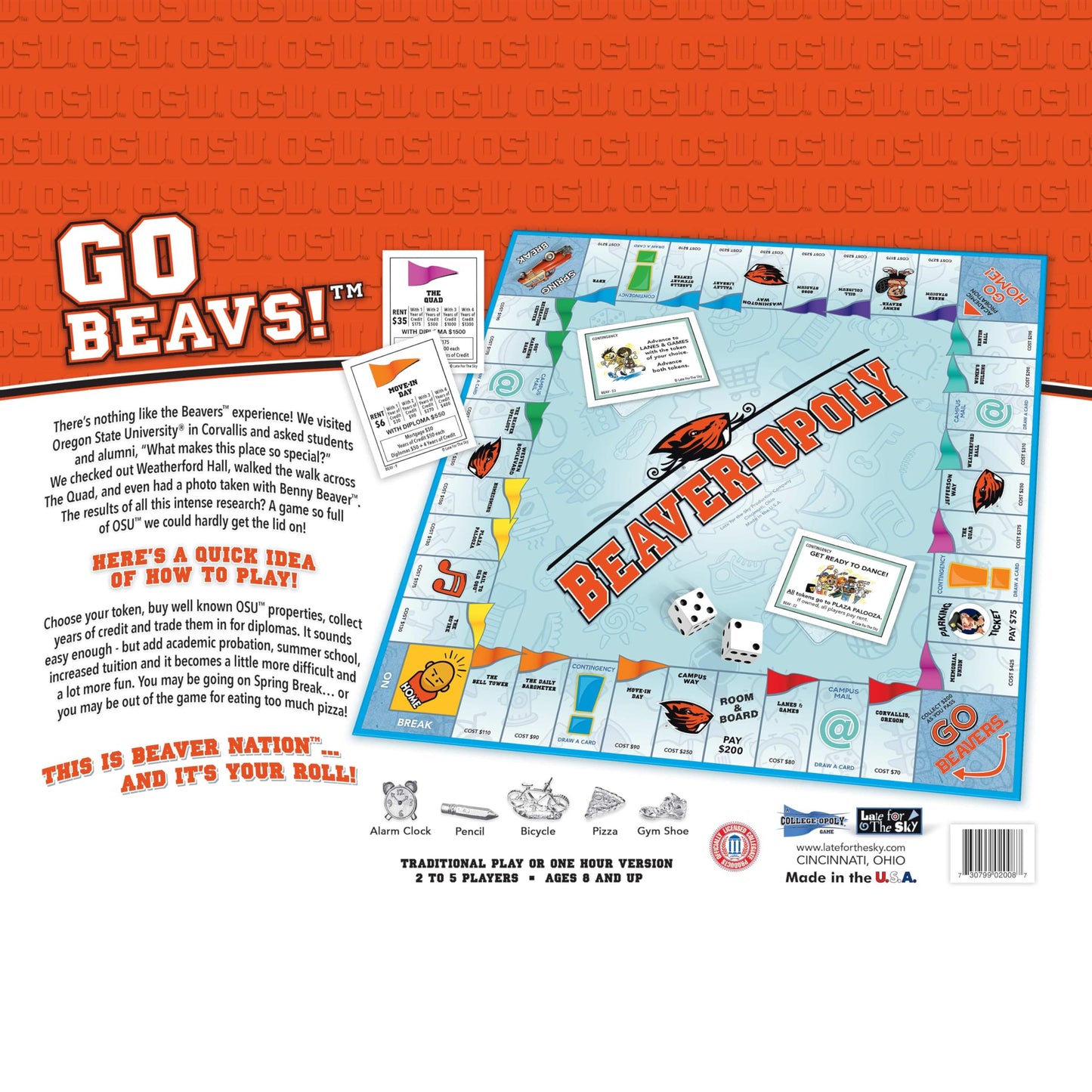 Late for the Sky Beaveropoly Oregon State University Board Game - OSU Beavers College Theme, Family Strategy Fun for Fans, Alumni & Students, Ages 8+