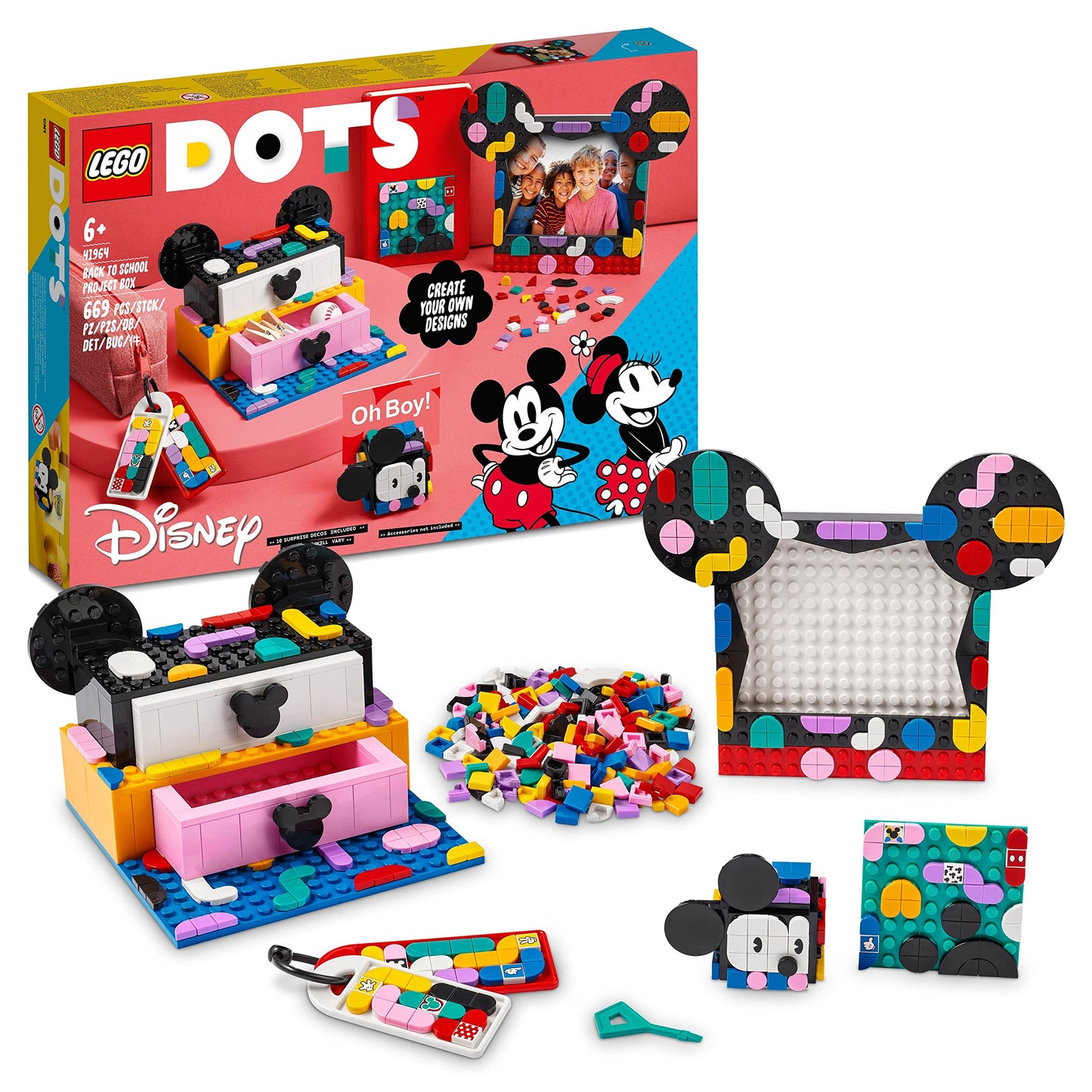 Lego® DOTS Disney Mickey Mouse & Minnie Mouse Back-to-School Project Box 41964 DIY Kit; for Creative Kids Aged 6+