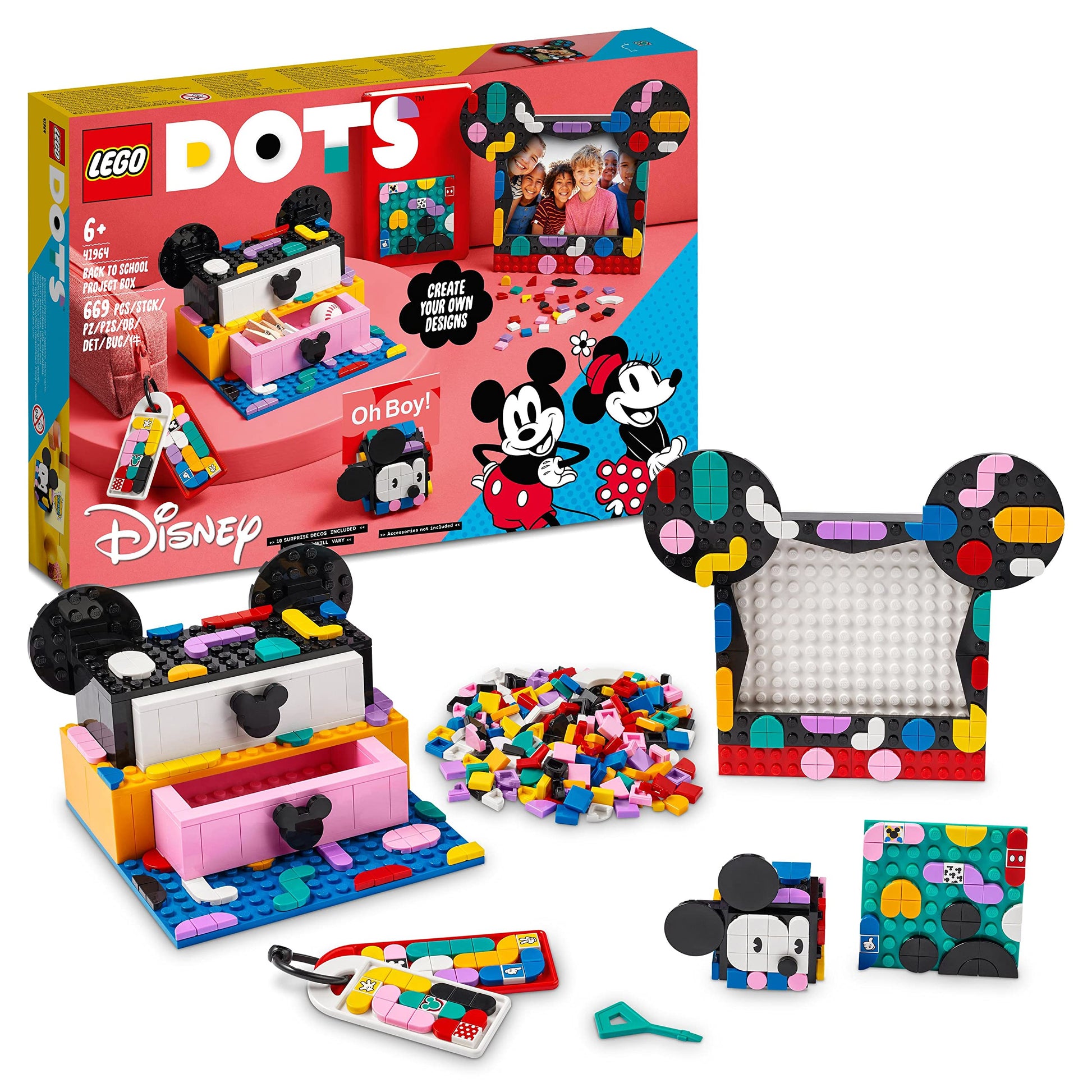Lego® DOTS Disney Mickey Mouse & Minnie Mouse Back-to-School Project Box 41964 DIY Kit; for Creative Kids Aged 6+
