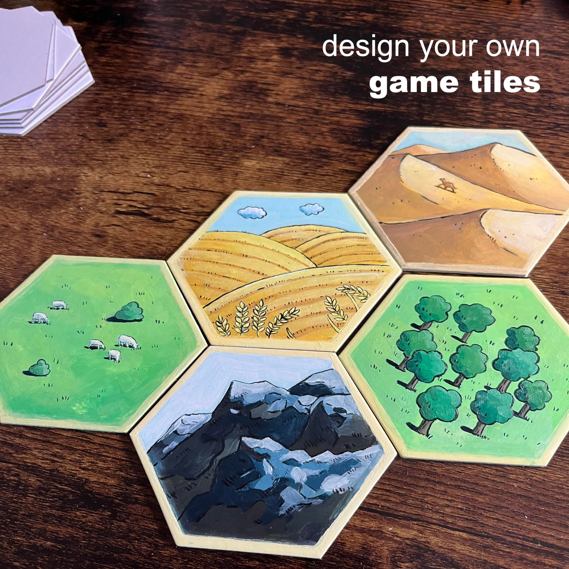 Apostrophe Games Hexagon Board Game Tiles - 20Pcs Large Game Board Pieces - Blank Game Board Chits, Same Size as Settlers of Catan - Create Your Own