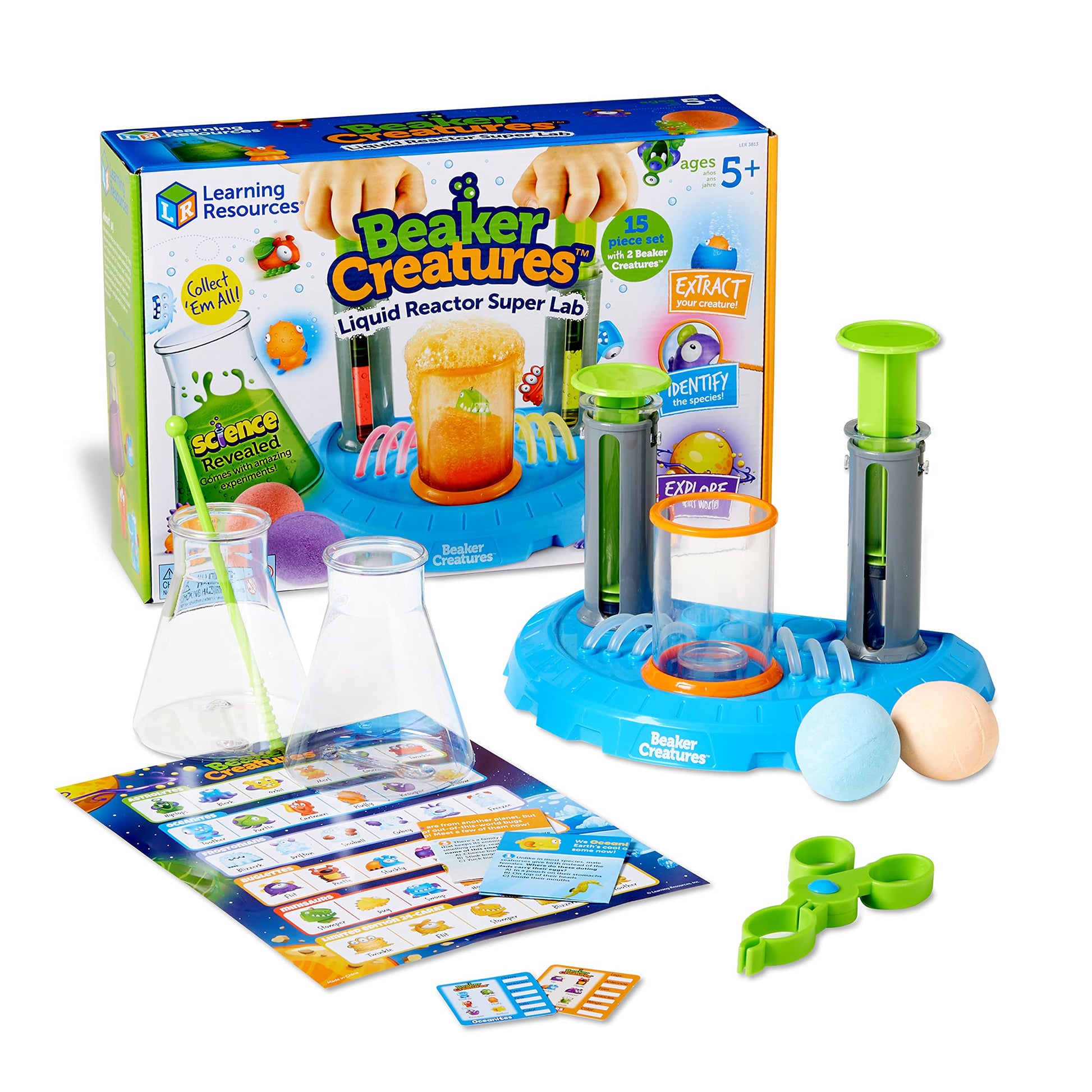 Learning Resources Beaker Creatures Liquid Reactor Super Lab - STEM Toys, Science Classroom Must Haves Activities , Physics and Chemistry Set