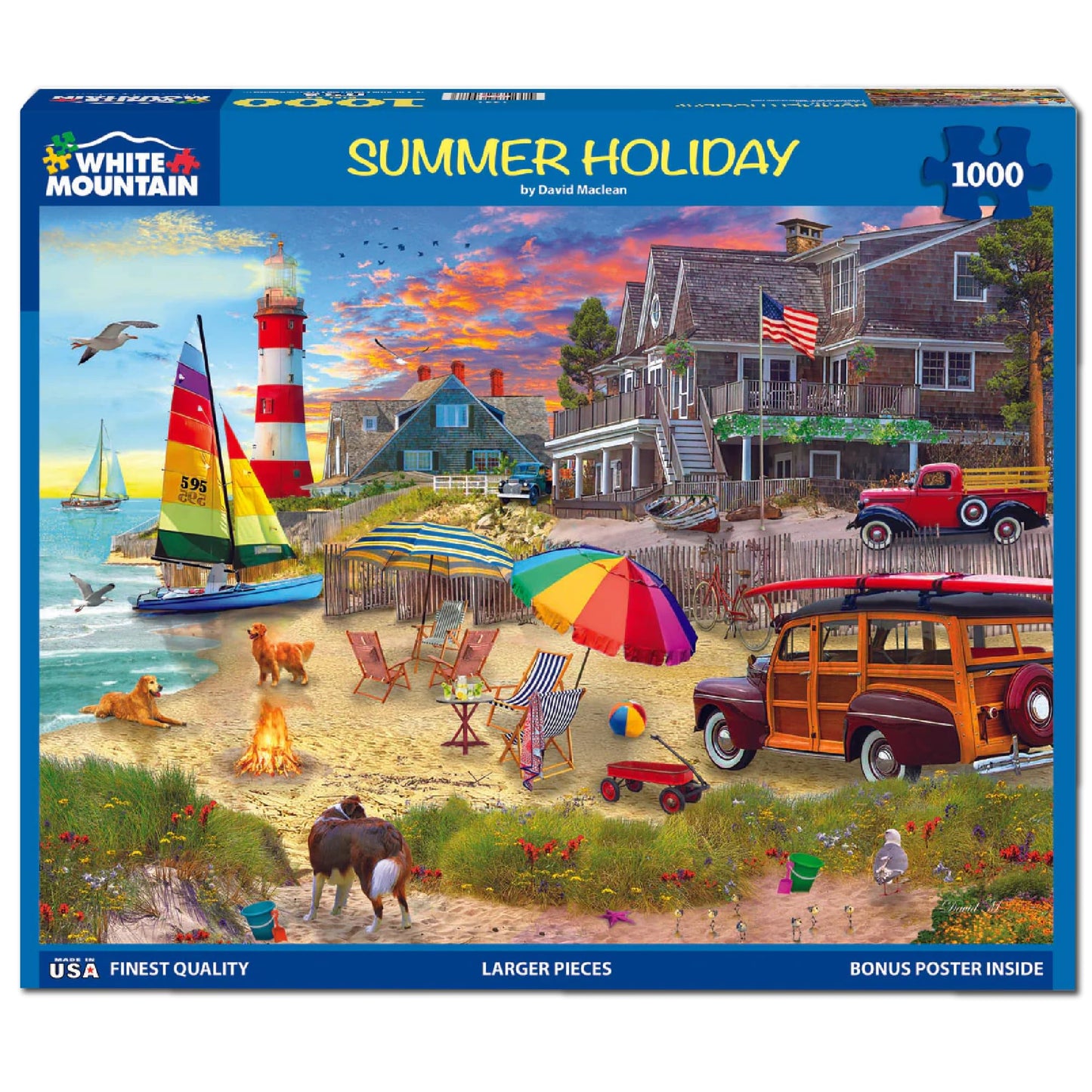 White Mountain 1000 Piece Jigsaw Puzzle Ocean Lighthouse, Summer Holiday