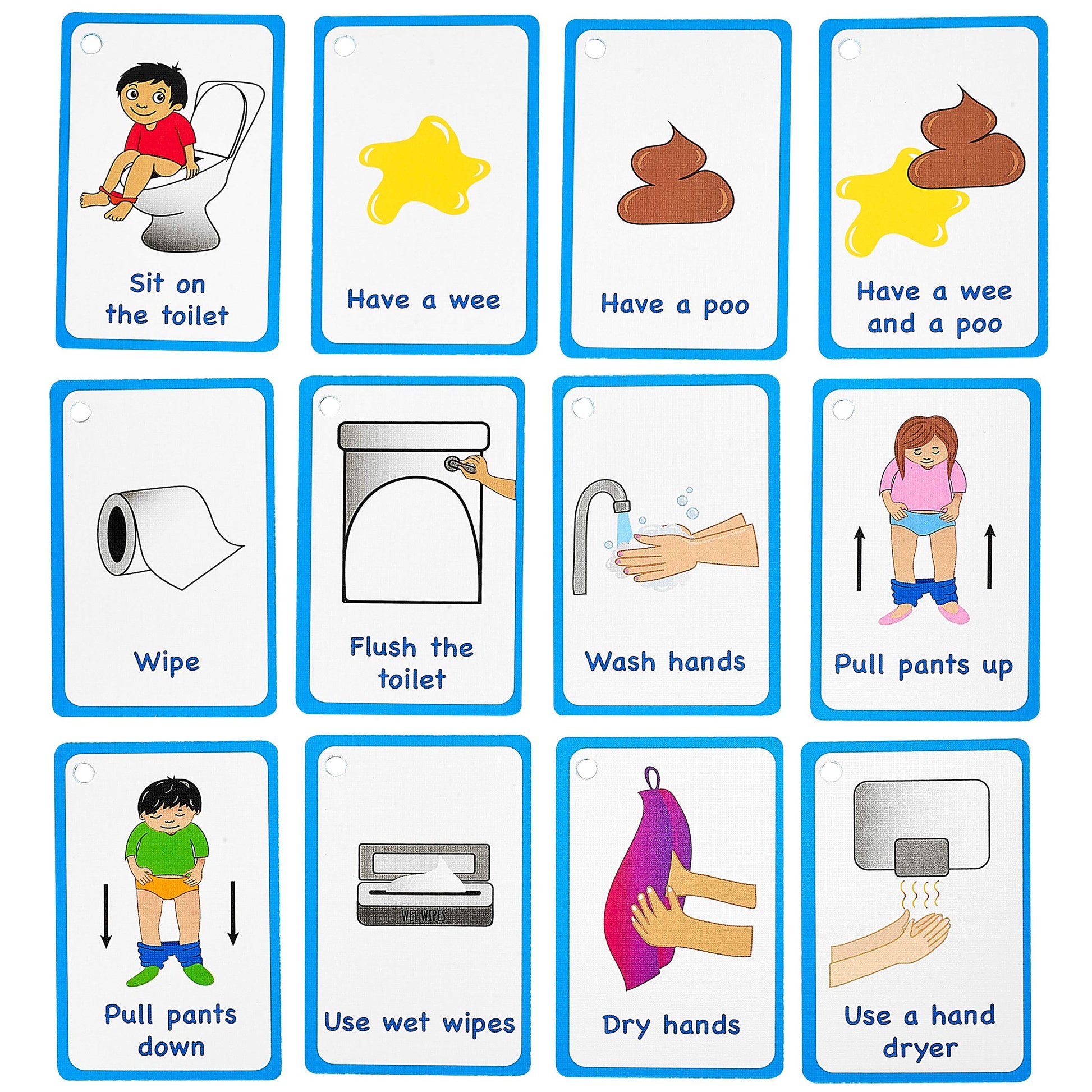 My Toilet Routine Cards 12 PECS Flashcards for Visual aid Special Ed, Speech Delay Non Verbal Children and Adults with Autism or Special Needs