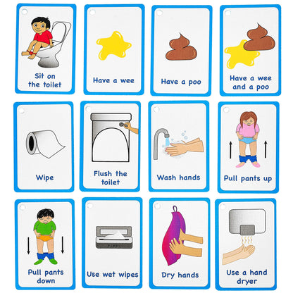 My Toilet Routine Cards 12 PECS Flashcards for Visual aid Special Ed, Speech Delay Non Verbal Children and Adults with Autism or Special Needs