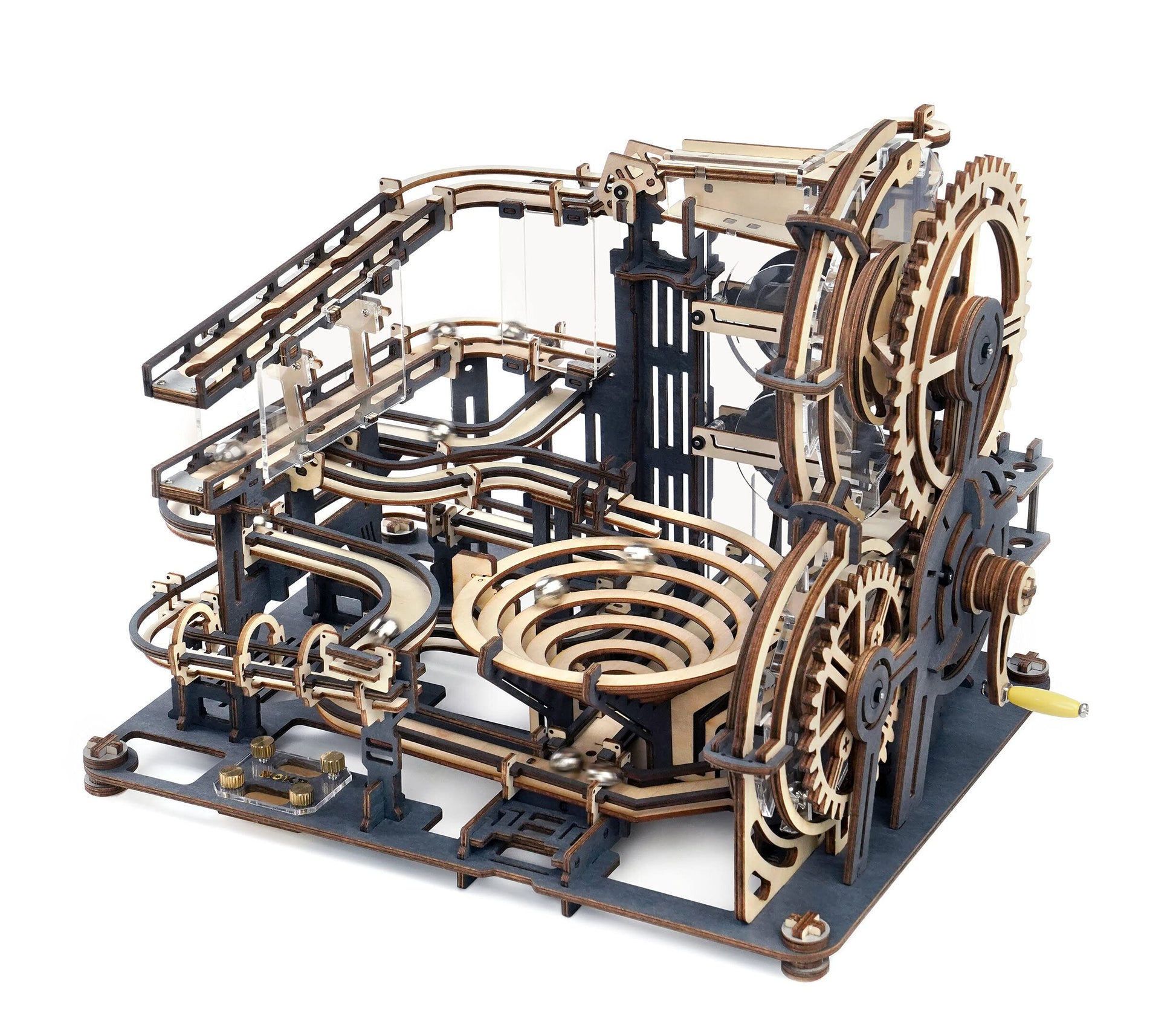 Hands Craft DIY 3D Wooden Puzzle - Marble Night City Marble Run Mechanical Assembly Model Kit Brain Teaser Educational STEM Toy Adults and Teens