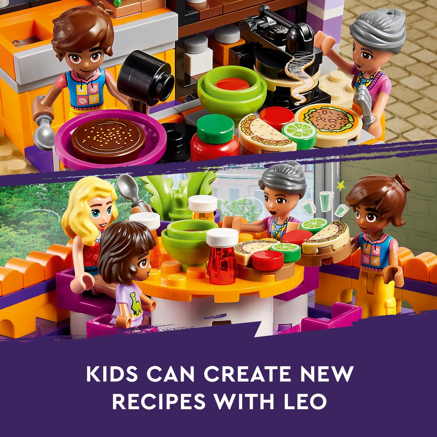 LEGO Friends Heartlake City Community Kitchen 41747 Pretend Building Toy Set, Creative Fun for Boys and Girls Ages 8+, with 3 Mini-Dolls, 1