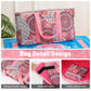 Kyerlish American Mahjong Tile Set with Pink Printed Carrying Bag, 166 Blue Tiles, 4 All-in-One Color Racks/Pushers, Mah Jongg Sets, Mahjong Game Set