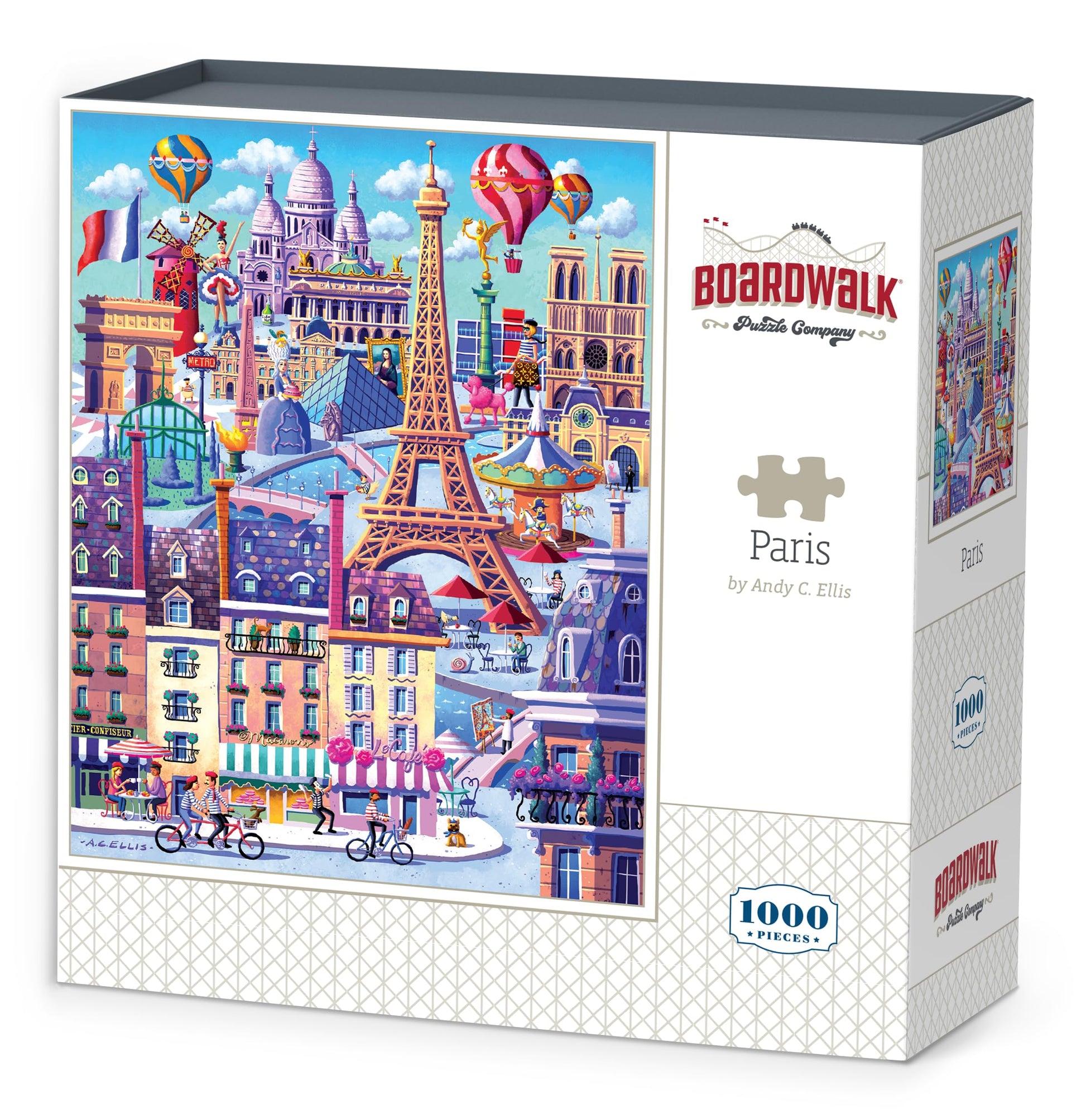 Boardwalk Paris 1000 Piece Jigsaw Puzzle Fun France Landmarks Puzzles with Premium Box, Gift for Adults and Family 19"x26"