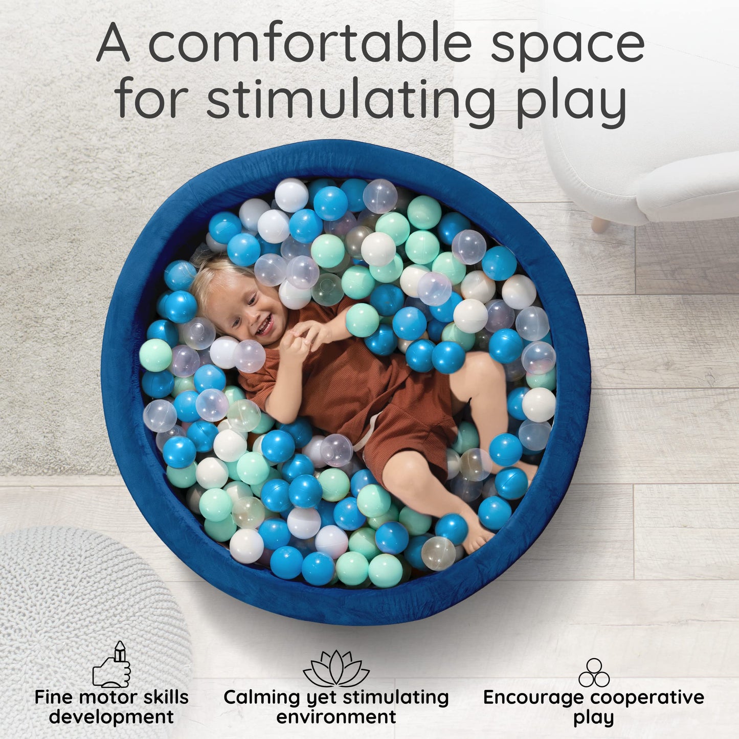 Fulton & Ivy Premium Baby and Toddler Ball Pit (35"x11.8") | Easy to Clean Memory Foam Ball Pit Made with Non-Toxic Materials | Durable Ball Pits