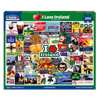 White Mountain 1000 Piece Jigsaw Puzzle Irish Culture, I Love Ireland