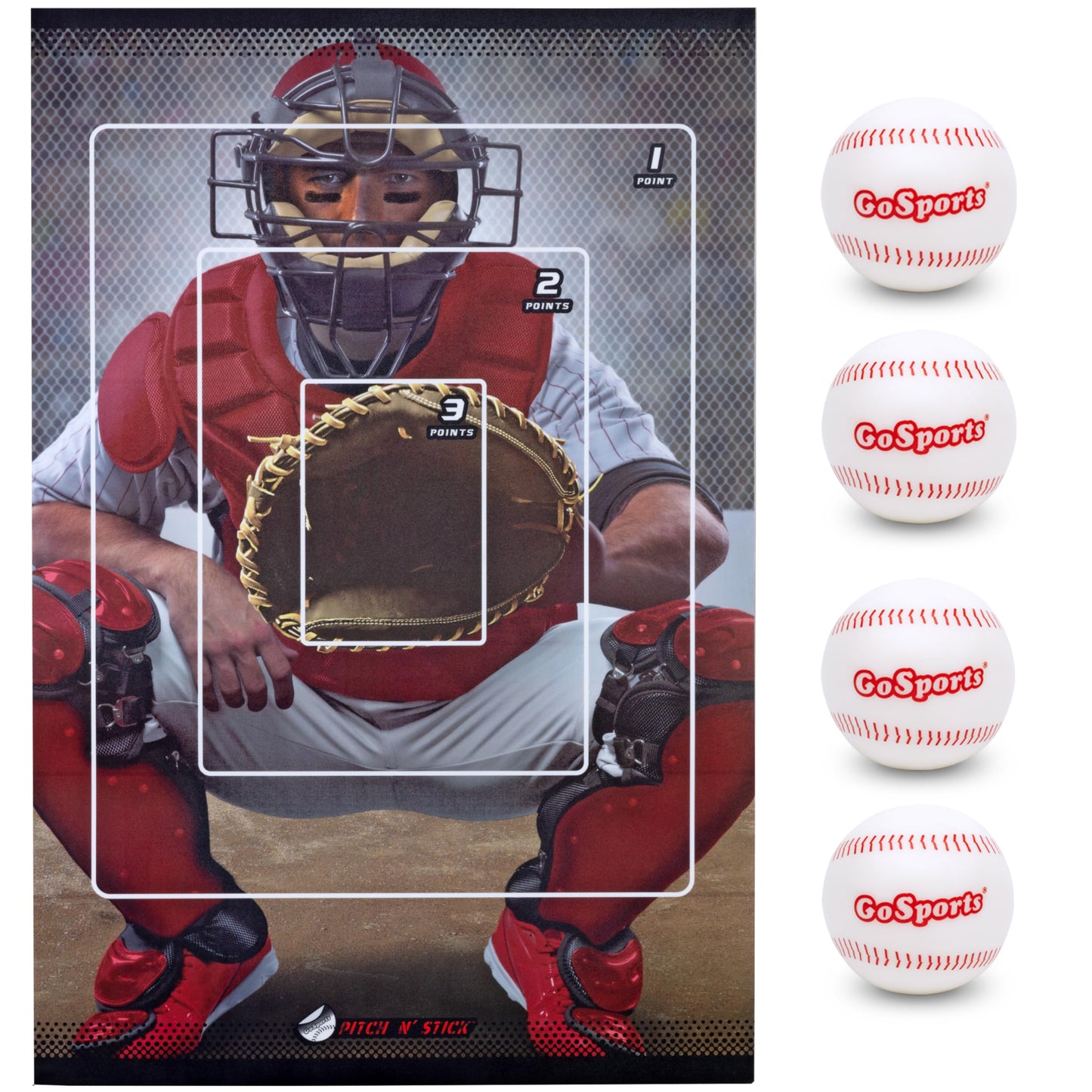 GoSports Pitch N' Stick Kids Baseball Pitching Game - Includes Wall Poster Target and 4 Sticky Ball Baseballs