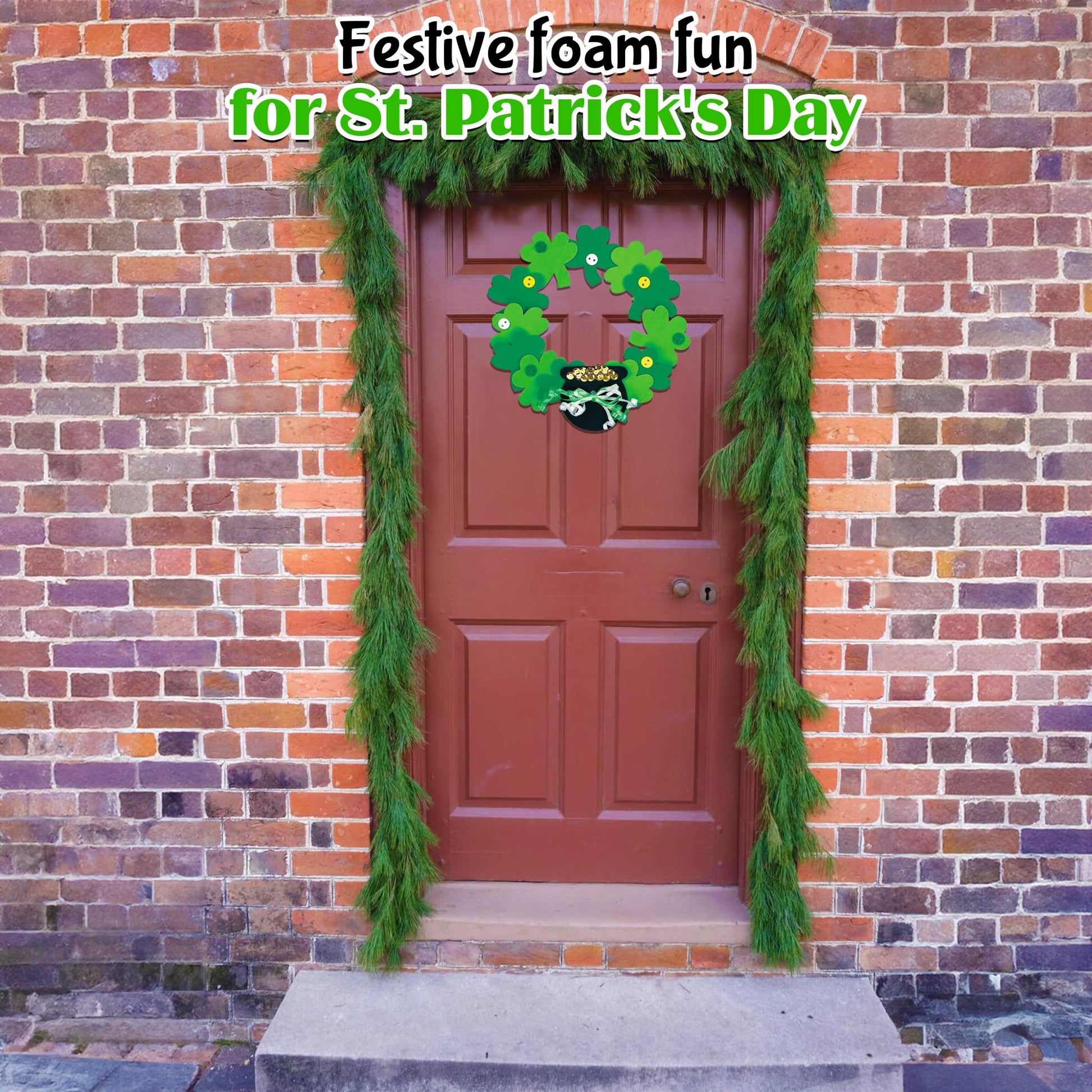 Fun Express Foam Shamrock Wreath Craft Kit - Makes 12 - St. Patrick's Day Crafts for Kids