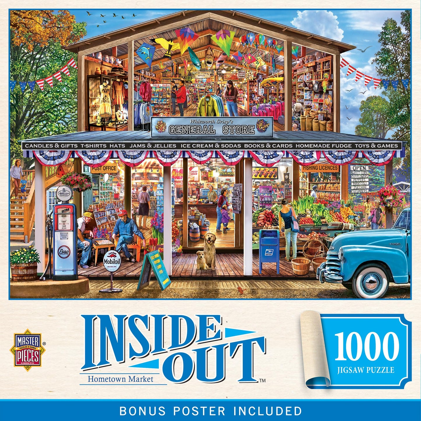 MasterPieces 1000 Piece Jigsaw Puzzle for Adults - Hometown Market - 19.25"x26.75" - American Scene, EZ-Grip, Recycled Board, Unisex Adult