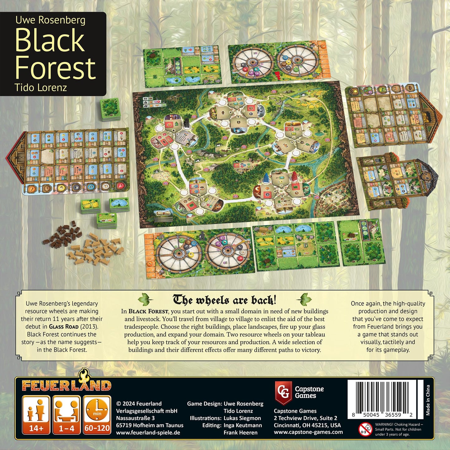 Capstone Games Black Forest Strategy Board Game for 1-4 Players, Resource Management Euro with Worker Placement and Engine Building, Solo