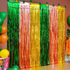 LOLStar Hawaiian Luau Foil Fringe Curtains, Tropical Party Backdrop, 2 Pack