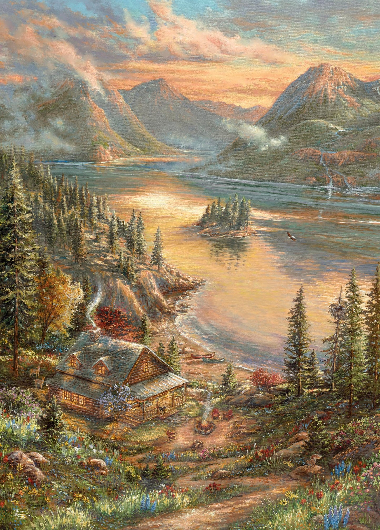 Ceaco - Thomas Kinkade Lakeside Splendor - 1000 Piece Puzzle for Adults