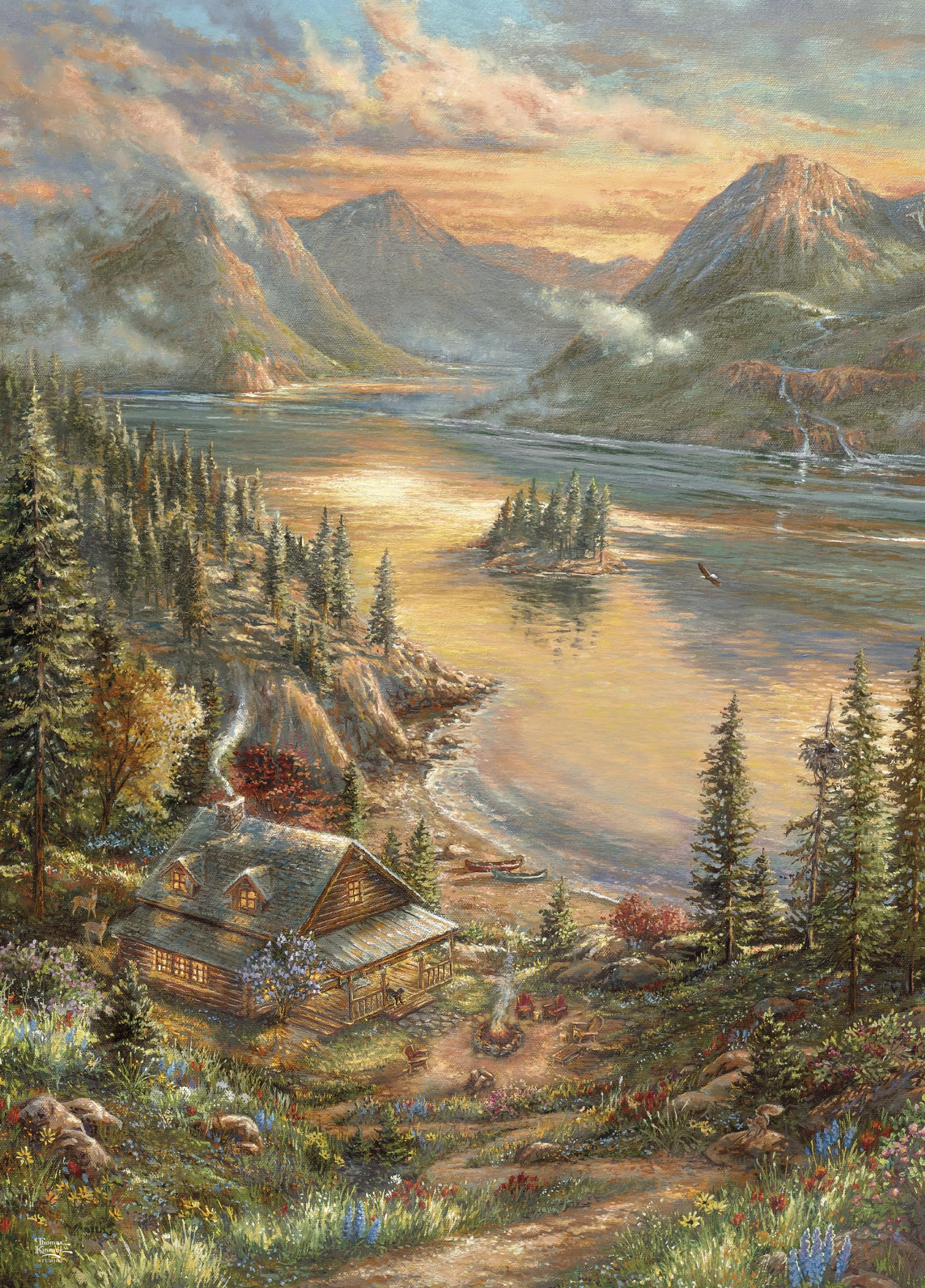 Ceaco - Thomas Kinkade Lakeside Splendor - 1000 Piece Puzzle for Adults