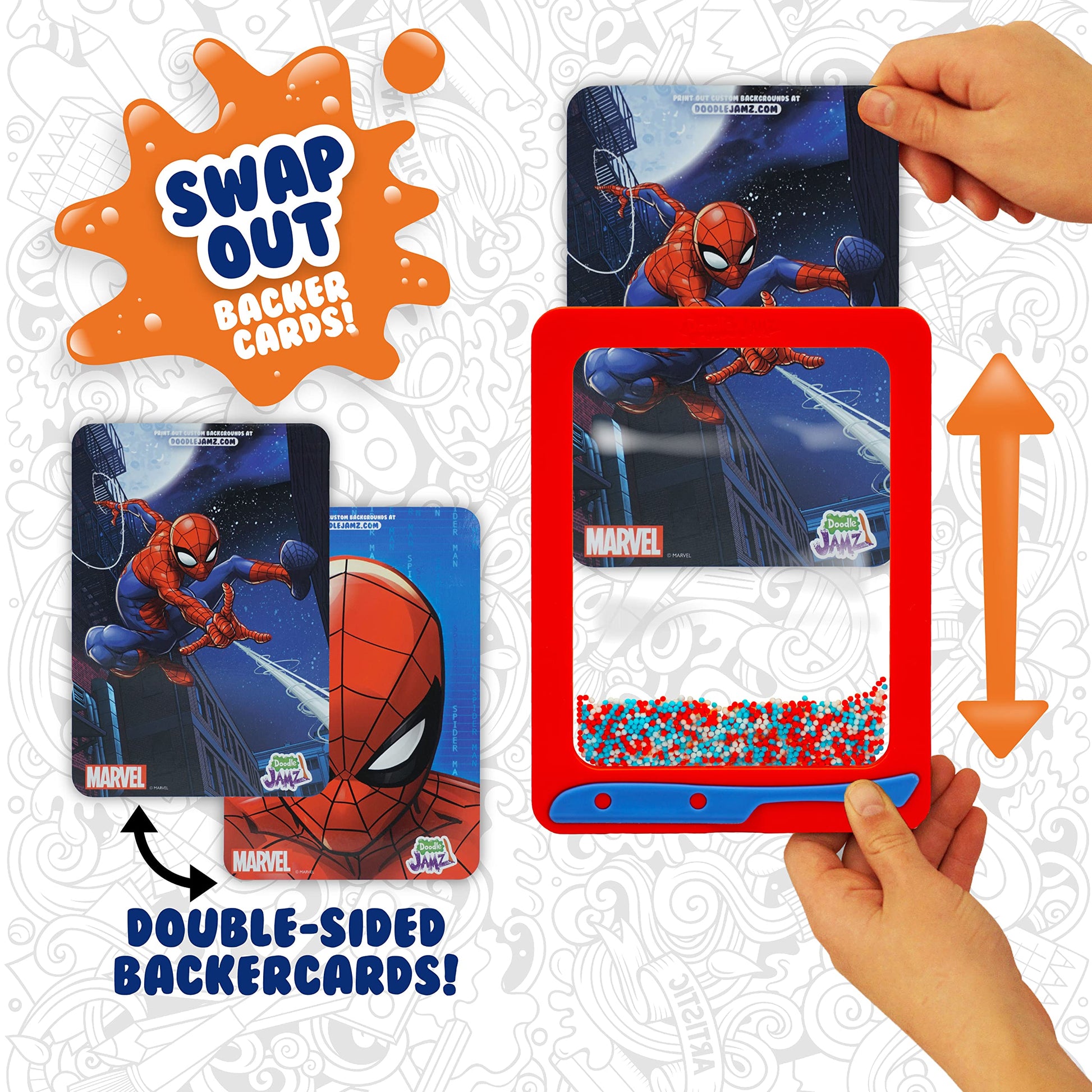 Sky Castle DoodleJamz Marvel JellyPics Sensory Drawing Pads Filled with Non-Toxic Squishy Beads and Gel - Includes Stylus,Removable 2-Sided Emoji
