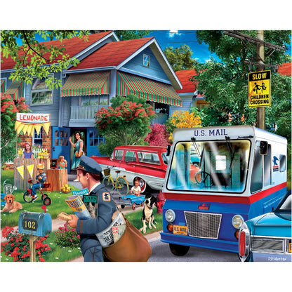 White Mountain 1000 Piece Jigsaw Puzzle Spring Retro, It's The Mailman