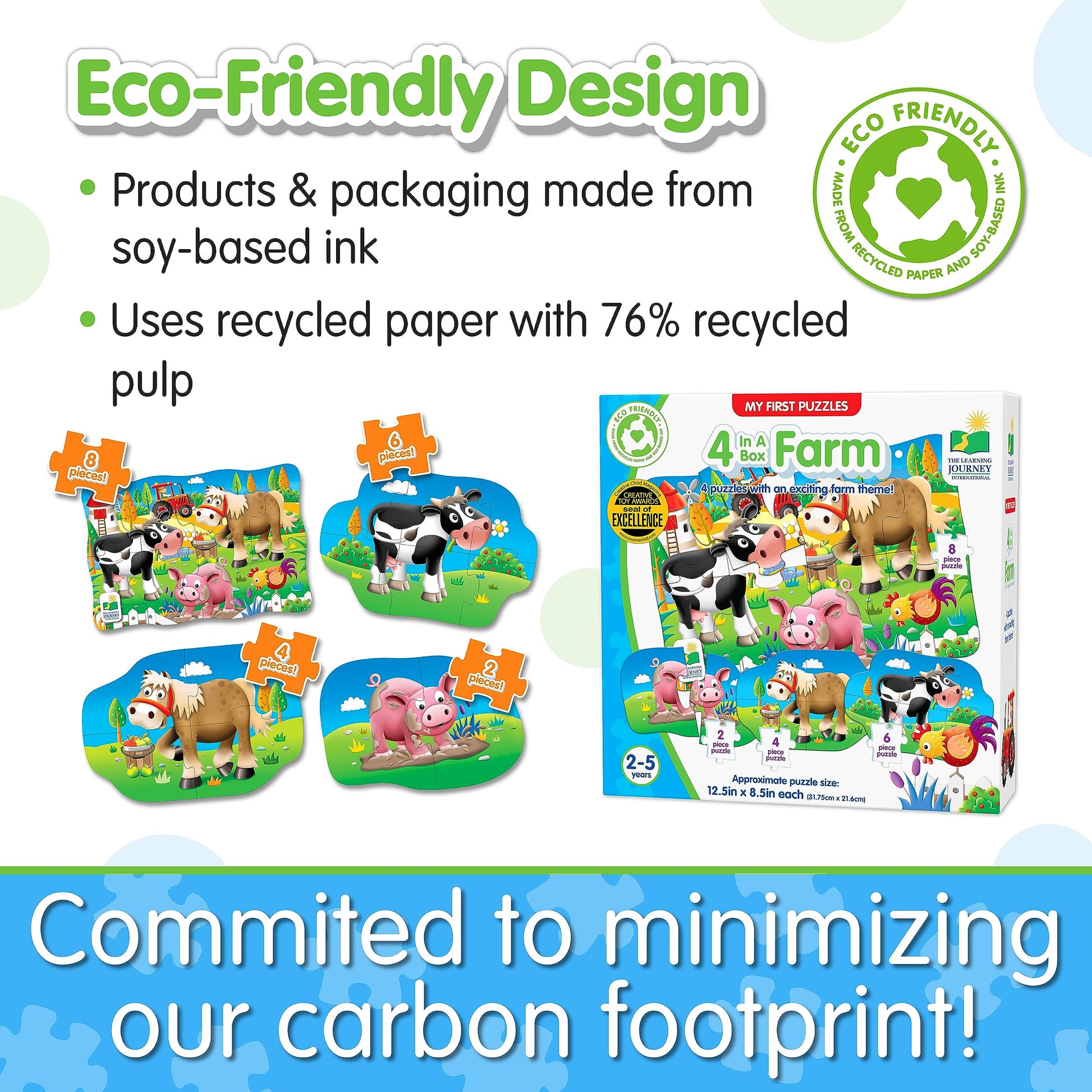 The Learning Journey: My First Puzzle Sets 4-In-A-Box Farm - Farm-Themed Puzzle Sets - Educational Toddler Toys & Activities for Children Ages 2-5